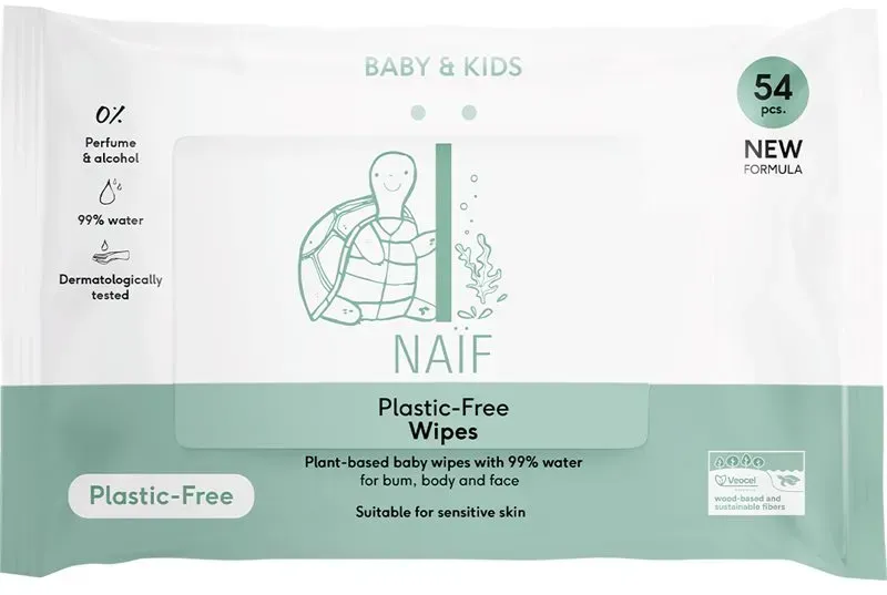 Naif Baby & Kids Plastic Free Wipes Feuchttücher für Kinder ab der Geburt 54 St.