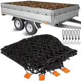 MIUUIPI Anhängernetz 1,5x2,2m Feinmaschig, Gepäcknetz zur Ladungssicherung, Abdecknetz für Autoanhänger mit 6 Haken, Containernetz, Sicherungsnetz für Ladungssicherung