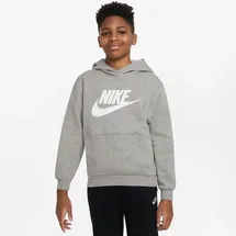 Nike Kinder Kapuzenpullover Club Fleece Big Kids Hoodie FD2988-063 147-158 - DK Grey Heather/White - 147-158