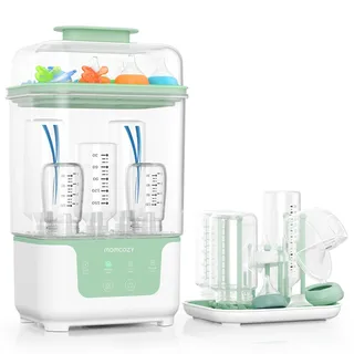 Momcozy Dampfsterilisator und Trockner für Babyflaschen | 4-in-1 kompakte Flaschensterilisator mit Trocknerfunktion | 6 Flaschen, 8 Min Schnellsterilisation, BPA-frei | Für Milchpumpe Zubehör