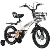 14 Zoll Kinderfahrrad,Fahrrad Kinderrad mit Stützräder und Korb für ab 2-5 Jahre,Tretfahrrad Fahrrad für Schulung Outdoor Reiten (Weiß) - Weiß