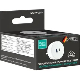 Schwaiger Steckdosenadapter USB-C + A 20 W Weiß 1 St.