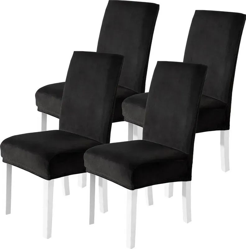 YSTYLE Dining Chair Covers Seat, Chair Slipcover for Dining Room, 4 Pieces, YHR, Black
