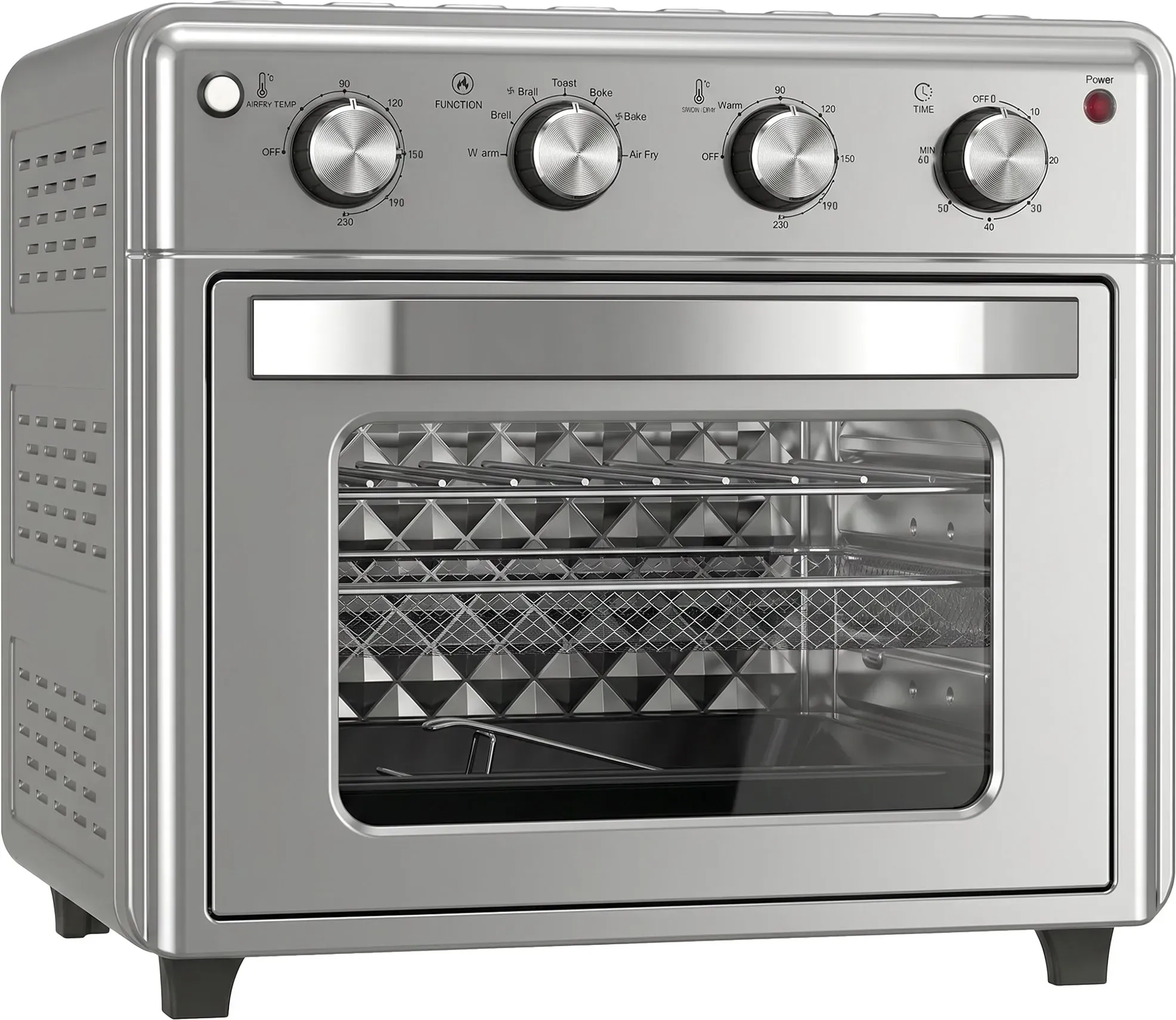 HOMCOM Multifunktionaler elektrischer Tischofen Mini-Backofen Toaster 30 L 1600 W Heißluftfritteuse mit 7 Heizmodi Timer und einstellbarer Temperatur 43x39x39 cm Silber   Aosom