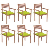vidaXL Stapelbare Gartenstühle mit Kissen 6 Stk. Massivholz Teak