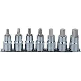 KS Tools 1/2" CHROMEplus Bit-Stecknuss-Satz Innensechskant 7-tlg. 5-14 mm, kurz