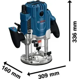 Bosch GOF 20-12 (2000 W) inkl. Staubabsaugung, Rollenführung und Parallelanschlag, Zentrierstift, Steckschlüssel, Spannzangen-Set 12 mm, 8 mm, 1x Kopierhülse