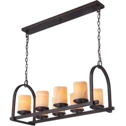 Hängeleuchte Esszimmerlampe Deckenlampe Pendelleuchte Onyx Kerzen-Design Bronze