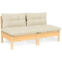 vidaXL 2-Sitzer Gartensofa Loungesofa creme