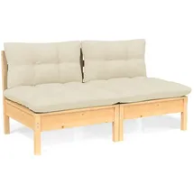 vidaXL 2-Sitzer Gartensofa Loungesofa creme