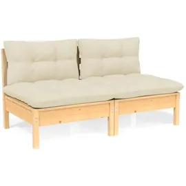 vidaXL 2-Sitzer Gartensofa Loungesofa creme