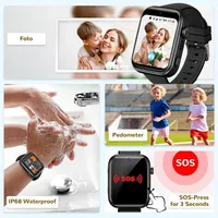 4G Smartwatch für Kinder, GPS-Tracker,1,83"" Wasserdichter Touchscreen,Zwei-Wege-Anrufe, Bildkompetenz, SOS, WLANmehrere Desktop-Stile zur Auswahl - Schwarz