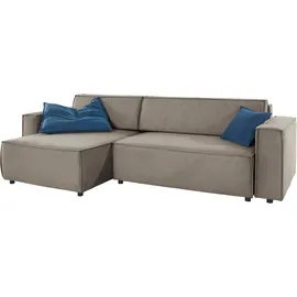 INOSIGN Ecksofa »Marva L-Form«, incl. Bettfunktion und Bettkasten, Federkern, grau