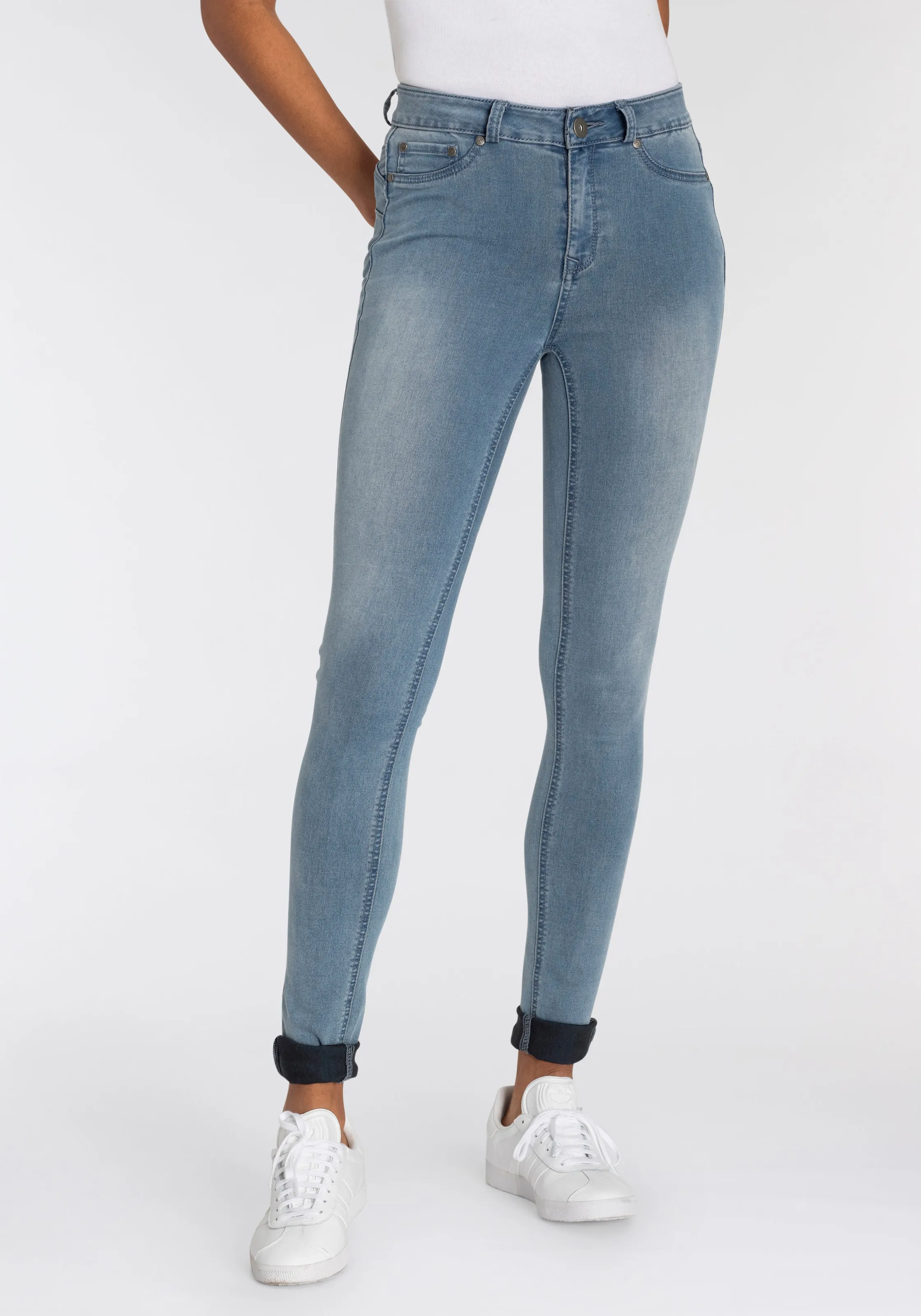 Skinny-fit-Jeans »Ultra Stretch«, skinny-fit, betonte Taille, shaping-Effekt, high Waist, Gr. 52 - N-Gr, blue-used, , 49075743-52 N-Gr