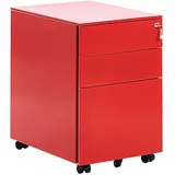 Beliani Aktenschrank, Rot, Metall, 3 Schubladen, 39x60x50 cm, Arbeitszimmer, Container