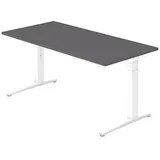 HAMMERBACHER XB16 höhenverstellbarer Schreibtisch grafit rechteckig, C-Fuß-Gestell weiß 160,0 x 80,0 cm