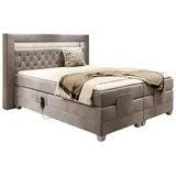 Fun Möbel Boxspringbett Elektrisch Bett ARMANDO 140x200cm in Stoff Fresh Macchiato - Braun