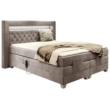 Fun Möbel Boxspringbett Elektrisch Bett ARMANDO 140x200cm in Stoff Fresh Macchiato - Braun
