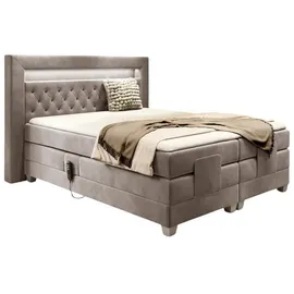 Fun Möbel Boxspringbett Elektrisch Bett ARMANDO 140x200cm in Stoff Fresh Macchiato - Braun