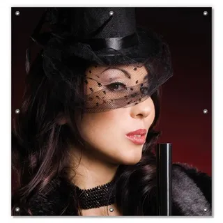 Wallario Sonnenschutz Lady in Black - Sexy Dame mit gefährlichem Charme, blickdicht, mit Saugnäpfen, wiederablösbar und wiederverwendbar braun 96 cm x 100 cm