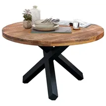 Main Möbel Esstisch "Patna" 130cm Akazie & Metall schwarz - Schwarz