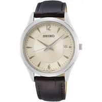Seiko Herren Analog Quarz Uhr mit Leder Armband SUR421P1