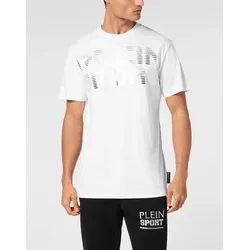 T-Shirt PLEIN SPORT "T-Shirt Rundhalsausschnitt", Herren, Gr. XL, 0170, weiß, silber, Obermaterial: 100% Baumwolle, Shirts