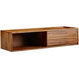FineBuy TV-Board Kommode 110cm hängend Sheesham Massivholz TV Lowboard mit 1 Schublade