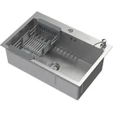 ML-Design Spülbecken Edelstahl 68x45 cm Rechteckig, 1 Becken mit Abtropfkorb, Seifenspender, Silber, Metall, 45x20x68 Küchen, Küchenausstattung, Küchenspülen