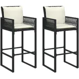 vidaXL Garten-Barhocker mit Kissen 100 x 100 x 100 cm Schwarz 2 St.
