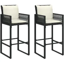 vidaXL Garten-Barhocker mit Kissen 100 x 100 x 100 cm Schwarz 2 St.