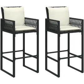 vidaXL Garten-Barhocker mit Kissen 100 x 100 x 100 cm Schwarz 2 St.