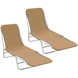 vidaXL Klappliegen 2 Stk. Stahl und Stoff Taupe