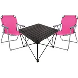 Mojawo 3teiliges Campingmöbel Set Campingtisch Campingstuhl L70xB70xH56cm - Rosa