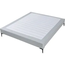 [en.casa] Doppelbett ‘Lilla’ mit Matratze Textil 160x200 cm Hellgrau