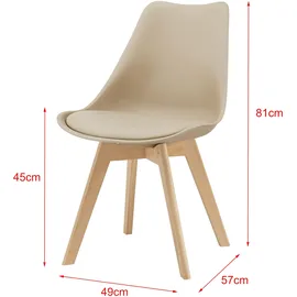 [en.casa] Esszimmerstuhl Fläten Kunstleder beige 6er Set