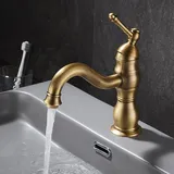 kisimixer Wasserhahn Bad Antik Bronze, 360° Schwenkbar Armatur Waschbecken für Bad, Einhebel Mischbatterie Waschbecken aus Messing, Retro Waschtischarmatur G3/8 EU Norm