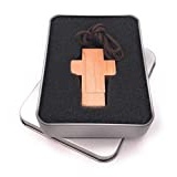 Onwomania Kreuz aus echtem Holz Christi USB Stick in Alu Geschenkbox 32 GB USB 2.0