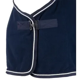 Equinate Abschwitzdecke Arizona aus Polarfleece mit Kreuzbegurtung und Zierkordeln navy