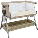 vidaXL Babybett mit Matratze Taupe Leinenstoff 10291