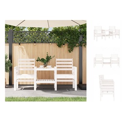 vidaXL Gartenbank Gartenbank mit Tisch 2-Sitzer Weiß Massivholz Kiefer weiß