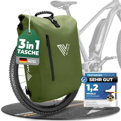 3in1 Fahrradtasche & Rucksack wasserdicht 20L "PRIMUS" - Olivgrün - 3 in 1 Fahrradtaschen,Bestseller,oft gekauft,rabatt