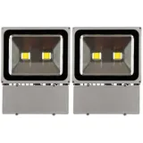 Greenmigo 2X 100W LED Fluter Außen Kaltweiß Flutlicht Strahler Scheinwerfer IP65 Baustrahler Leuchtmittel Strahler - Schwarz