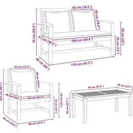 vidaXL Garten-Lounge-Set 4-tlg. braun