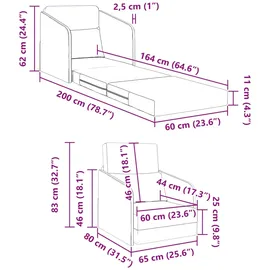 vidaXL Schlafsessel 2-in-1 Weinrot 65x80x83 cm Stoff
