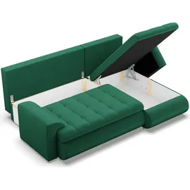 mebligo Rechts Ecksofa mit Schlaffunktion FORESTA, Sofa mit bettkasten Dunkelblau - Blau