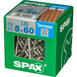 SPAX Terrassenschrauben 5.0 x 60 mm TX 25 - 5 x Edelstahl rostfrei A2, Blank, 125 Stk.