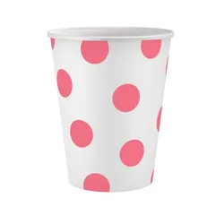 Party Pappbecher 250 ml 8 Stück Dots Pink