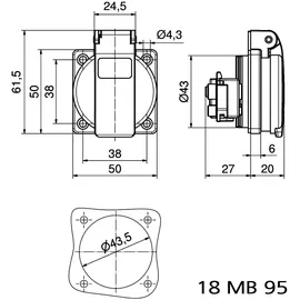 BALS Anbausteckdose IP54 Blau 1 St.