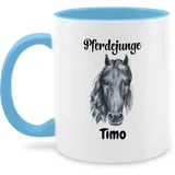 Tasse Tassen 325ml - Pferd - Pferdejunge Pferdekopf mit Namen - Pferdejunge Pferde Jungen Geschenk Personalisierte Geschenke Pferdejungen Pferde Geschenke für Jungen Pferde Sachen mit Namen Reiten
